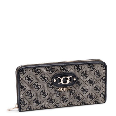 Guess Elegancki Z Logo Portfel Damski Na Zamek Beżowy SWJT2313146-BLK