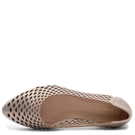 Maciejka Leather Openwork Low-Top Shoes, Gold 1107-2-GOLD