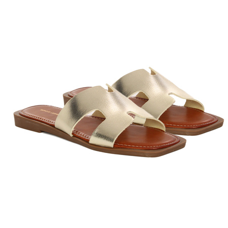 Sergio Leone Women's gold flip-flops