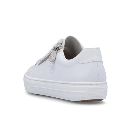 Rieker Leather Lace-Up Sneakers With Side Zip White L59L1-83