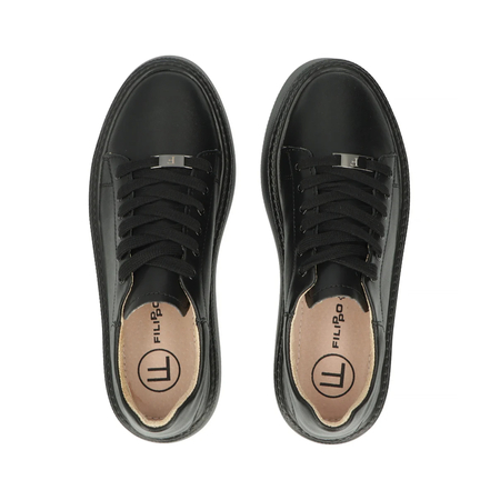 Filippo Black Leather Sneakers