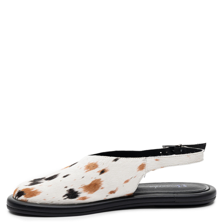 Maciejka Leather Low Shoes Animal Print Open Heel Beige Black K7513-22/00-1