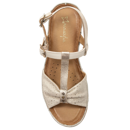 Maciejka Beige and Gold Sandals
