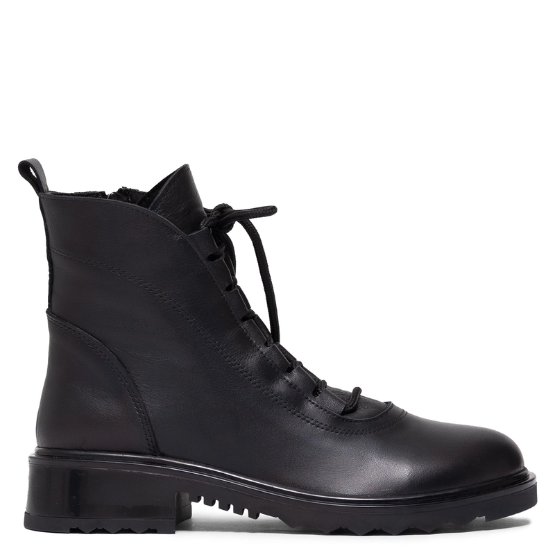 Boccato Women's Leather Lace-Up Ankle Boots Insulated Black 342-60-R014