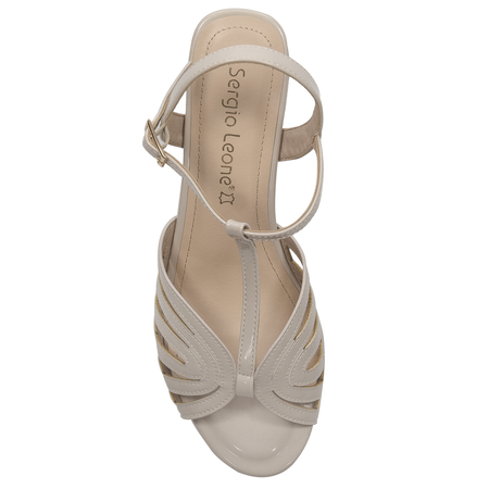 Sergio Leone Beige Pattented Sandals