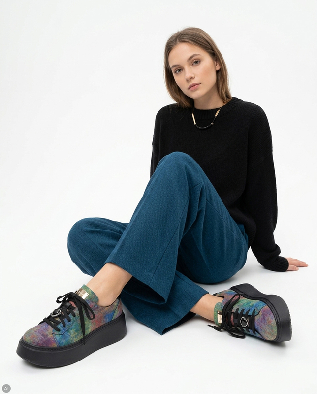 Maciejka Leather Platform Low Top Sneakers Multicolour 6191W-22/00-8