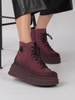 Maciejka Velour Combat Boots on Platform Burgundy 06309-23/00-8
