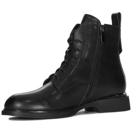 Maciejka Leather Lace-Up Ankle Boots With Side Zip Black N3115-01/00-8