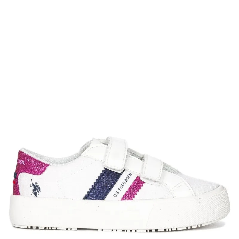 U.S. Polo Assn.Buty dziecięce sneakersy dziewczęce White Fuxia Brokat
