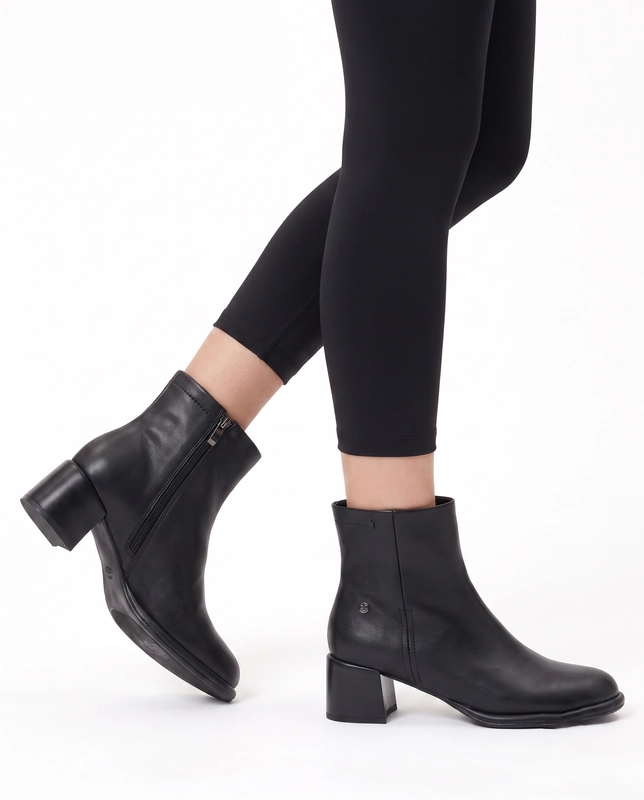 Maciejka Leather Elegant Block Heel Ankle Boots Black K7753-01/00-7