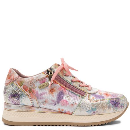 Laura Vita Sneakersy w Kwiaty Półbuty na Platformie Różowo-Wielokolorowe Gycmo-58-Rose