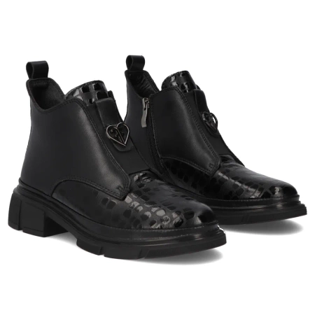 Skórzane Botki Filippo DBT7430/25 BK Na Obcasie Czarne