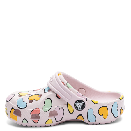 Crocs Classic Heart Print Clog Klapki Sandały Dziecięce Dziewczęce Różowe 209729-6PI
