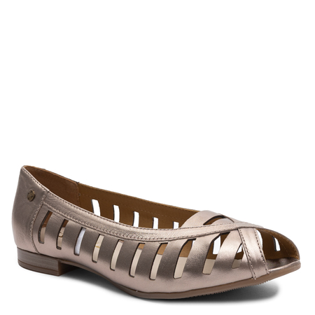 Maciejka Leather Cutout Ballet Flats Peep-Toe Gold P7540-25/00-1