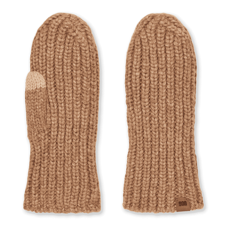 Ugg Women's Chunky Rib Mitten Gloves in Camel