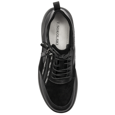 T.Sokolski Półbuty damskie sneakersy skórzane Black czarne