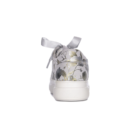 Maciejka Skórzane Sneakersy Perłowe Półbuty na Platformie Popiel w Kwiaty N6482-38/00-1