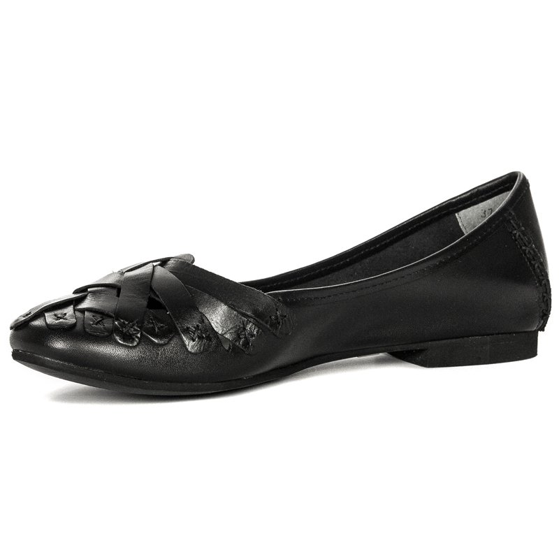 Maciejka Leather Woven Ballerinas On Flat Sole Black 01358-01/00-0