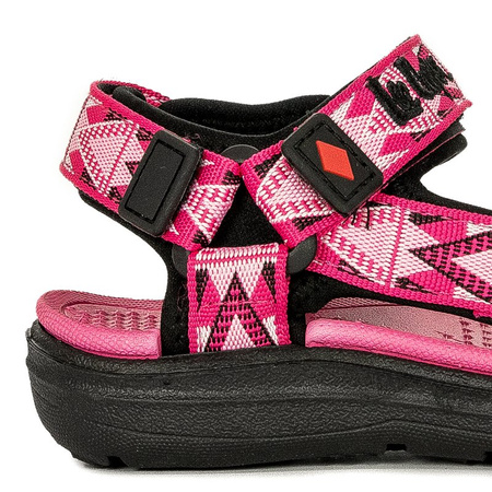 Lee Cooper Sandały dziecięce dziewczęce na rzepy Black Fuxia