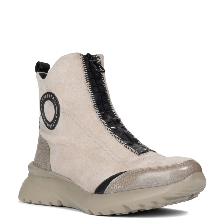 Hispanitas Platform Ankle Boots with Front Zipper Beige HI233016-C008