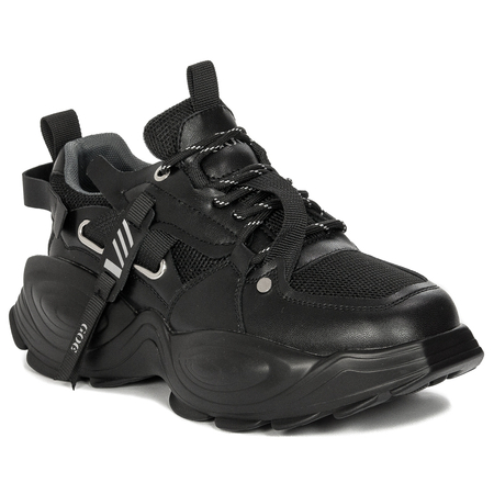 GOE Sneakersy damskie na platformie Black czarne