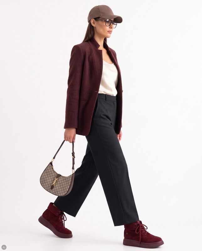 Maciejka Burgundy Suede Platform Ankle Boots K7755-08/00-7