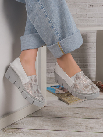 Maciejka 5814A-13/00-1 White&Silver Leather Low Shoes
