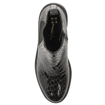 Maciejka Leather Chelsea Ankle Boots Snake-Embossed Patent Black P7219-01/00-7