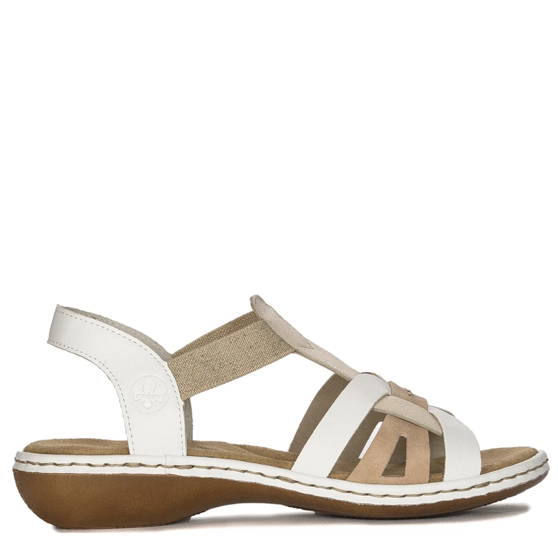 Rieker Comfortable Slip-on Openwork Sandals White-Beige 65918-81