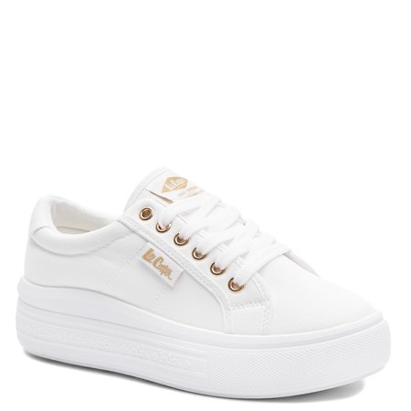 Lee Cooper Women's Platform Canvas Sneakers White LCW-26-44-4474L