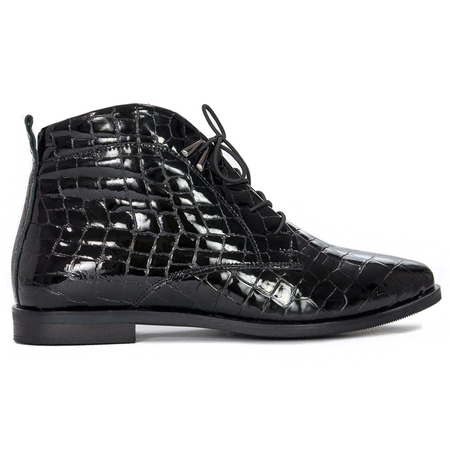 Botki Venezia YSB 0218 501 Black skórzane lakierowane Czarne