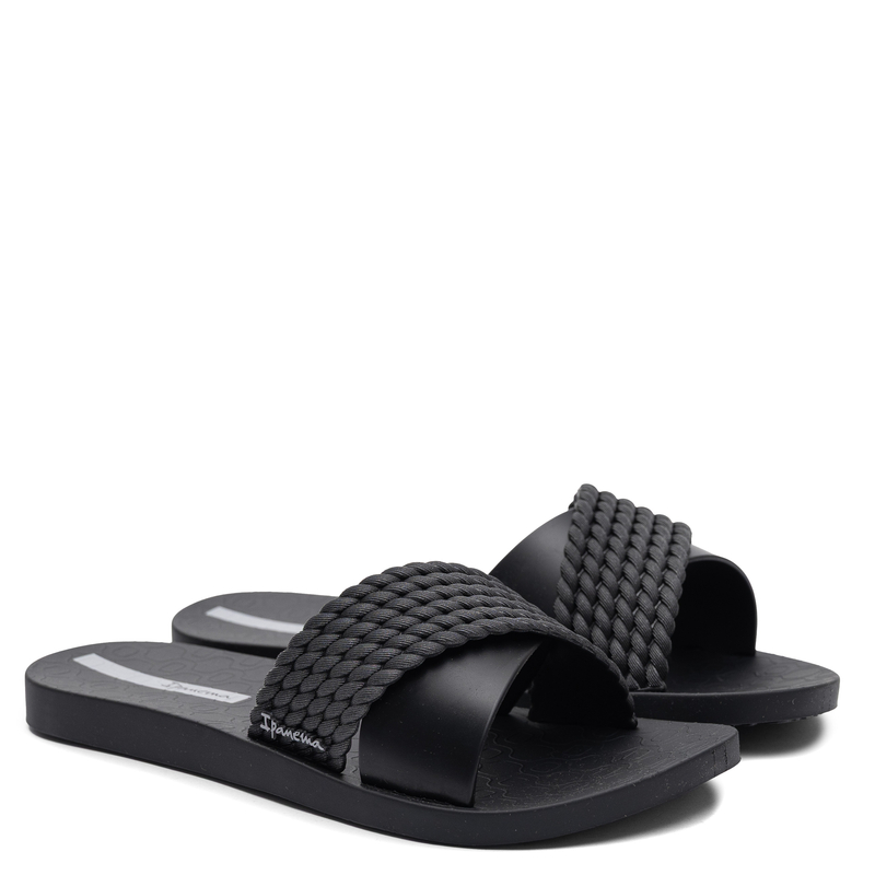 Ipanema Street Klapki Damskie z Plecionym Paskiem Czarne 83244-20766-BK
