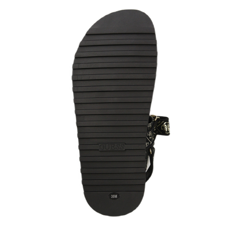 Guess Wzorzyste Sandały Na Platformie Z Rzepem Czarne FL6FBS-FAL03-BLK