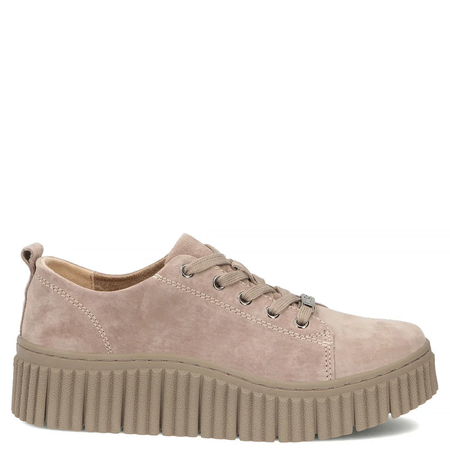Filippo Skórzane Zamszowe Półbuty Sneakersy Na Ryflowanej Platformie Beżowe DP8337/26 BE
