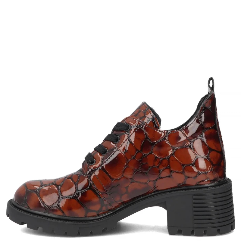 Filippo Leather Insulated Shoes Snake Print Brown DBT7972-26-BR