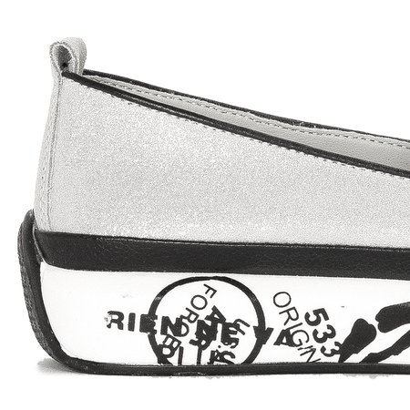 S.Barski Women's Low shoes Leather Silver