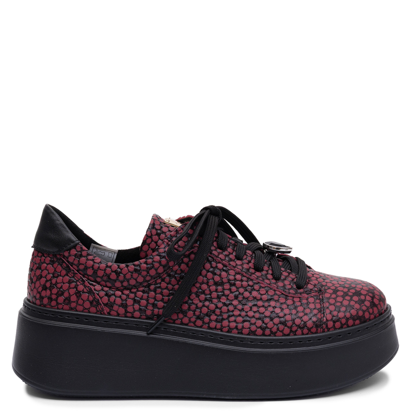 Maciejka Skórzane Sneakersy Na Platformie Bordowe Kuleczki 6191W-15/00-8