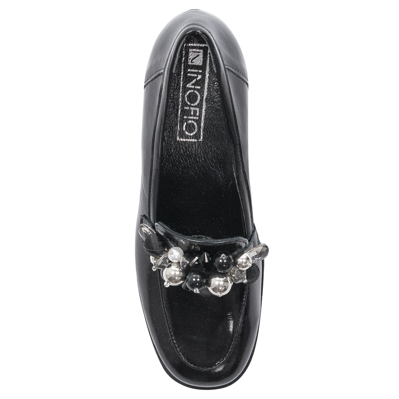 Pumps shoes for women Inofio, leather Black Lacquer