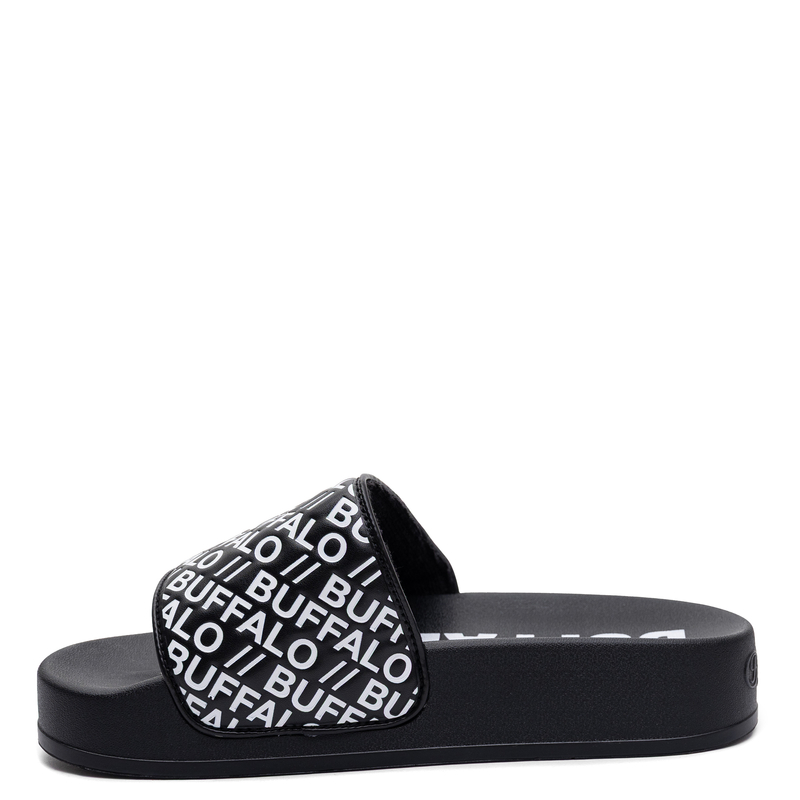 Buffalo Comfortable With Logo Platform Slides Black 1602327-BLW
