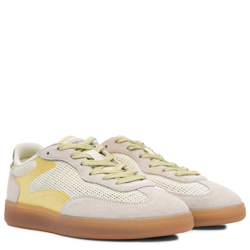 Hoff Leather-Mesh Women’s Sneakers Breathable Flat Sole 2.5 cm Beige-Yellow 12519015