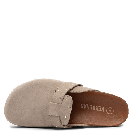 Verbenas Suede Mules With Gold Studs Beige ROE-SER-TACH-PIE
