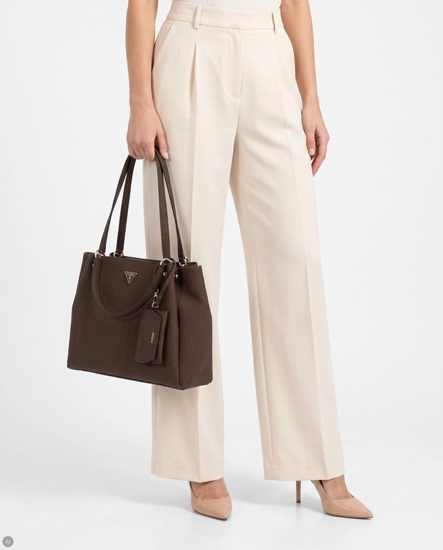 Guess Lorella Torba Damska Klasyczna Tłoczona Brązowa HWCG2306230-ESP