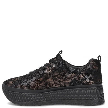 Filippo Leather Patterned Platform Sneakers Black DP7284-26-BK-FL