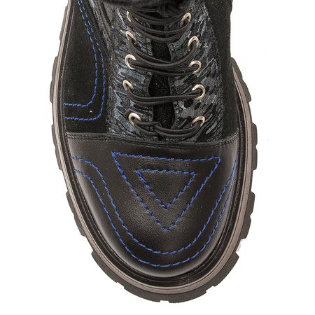 Botki Damskie Maciejka Skórzane Na Platformie Czarne 05624-01/00-7