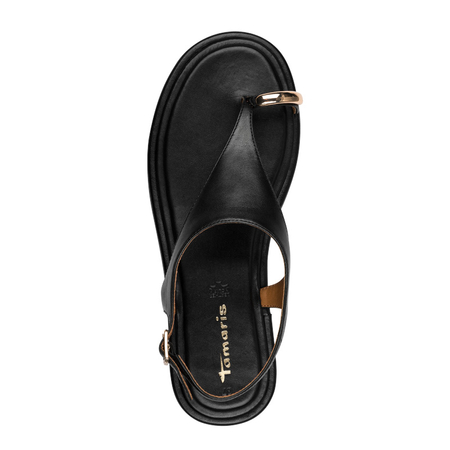 Tamaris Leather Minimalist Sandals with Metal Detail Black 1-28142-46003-BLK