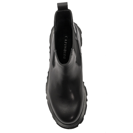 CAFENOIR Women's leather ankle boots Nero black