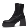 T. Sokolski Leather Platform Ankle Boots Block Heel Black HW-Z25-128-BLK