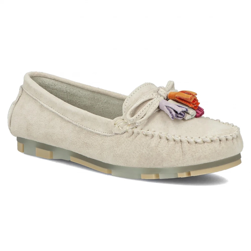 Filippo Women's Leather Moccasins Beige