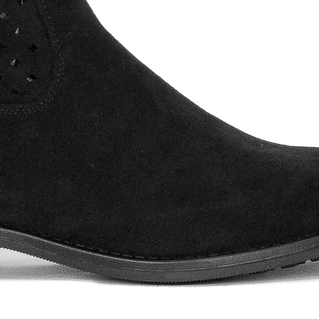 S.Barski Women's spring openwork flat black boots