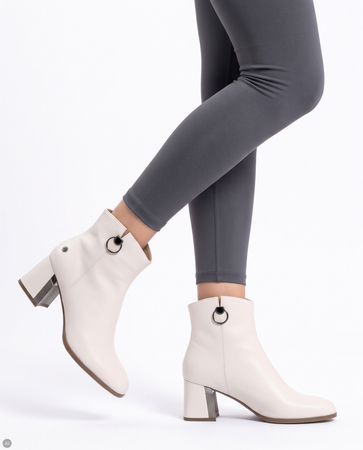 Maciejka Women’s Leather Ankle Boots Block Heel Beige K7203-04/00-8